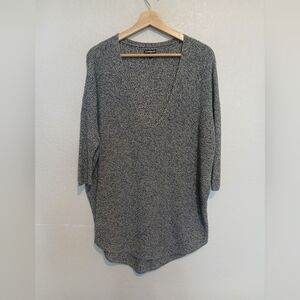 Express Multi Colored Oversized Dolman Sleeve Knit Long Tunic Sweater V Neck